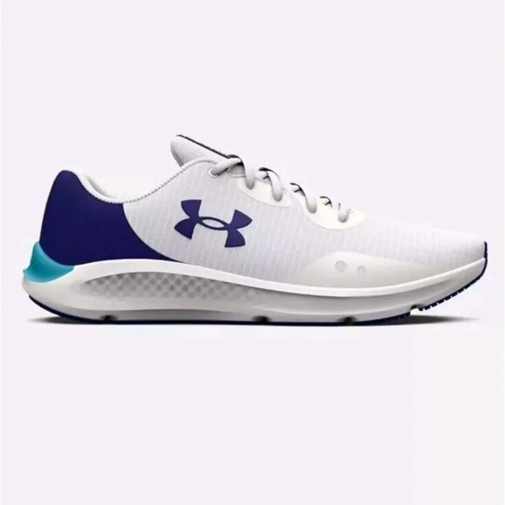 Under ARMOUR Charged Pursuit 3 TECH Men's Size 11.5 White Blue Gym Running Train